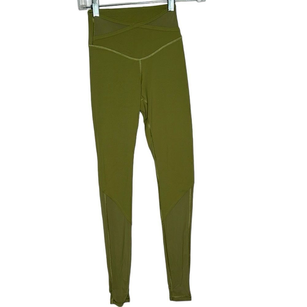 Lululemon Nulu Crisscross Mesh Stirrup Leggings In Bronze Green. Size 2.